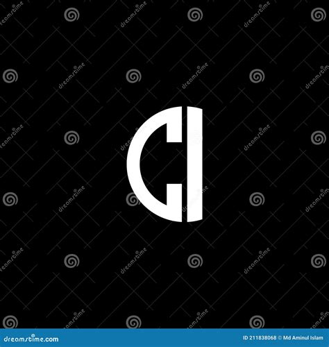 C I Letter Logo Abstract Design On Black Color Background Ci Stock