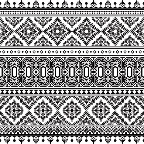 Persian Ethnic Seamless Pattern Vector In Black And White Color Design