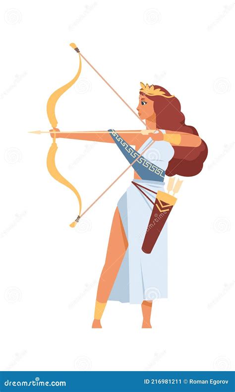 Cartoon Artemis Greek Goddess Vector Illustration | CartoonDealer.com #146306002