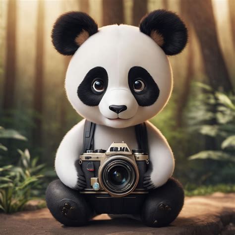 Premium Photo Beautiful Cute Panda Holding Camera