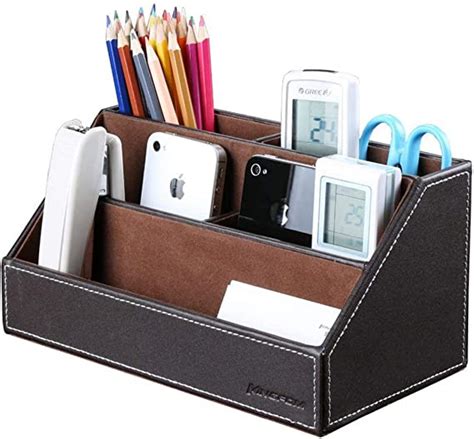 Amazon Kingfom Pu Leather Desk Organizer With Compartments