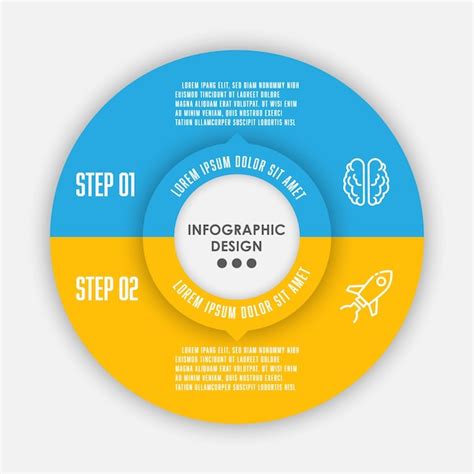 Plantilla de conjunto de vectores círculo infográfico 2 pasos diagrama