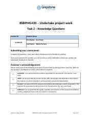 BSBPMG430 Task 2 Knowledge Questions V1 0222 Docx BSBPMG430