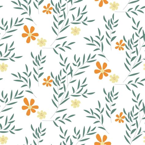 Premium Vector Seamless Botanical Pattern With Hand Drawn Flowers And