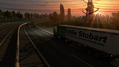 Hd Wallpaper Euro Truck Simulator Lorry Sunset Trees Wallpaper