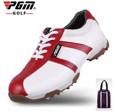 Pgm Genuine Leather Golf Shoes Women S Non Slip Patent Golf Sneakers Ultralight Waterproof