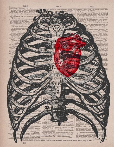 Human Heart Ribcage Vintage Dictionary Book By Papergangsterprints