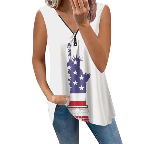 Pmuybhf Female 4 July Womens Tops Plus Size Ladies Fourth Of July