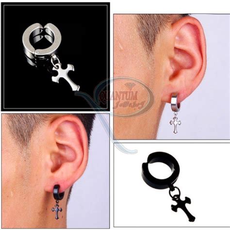 Jual Anting Salib Titanium Pria Wanita Anti Karat Model Jepit Dan