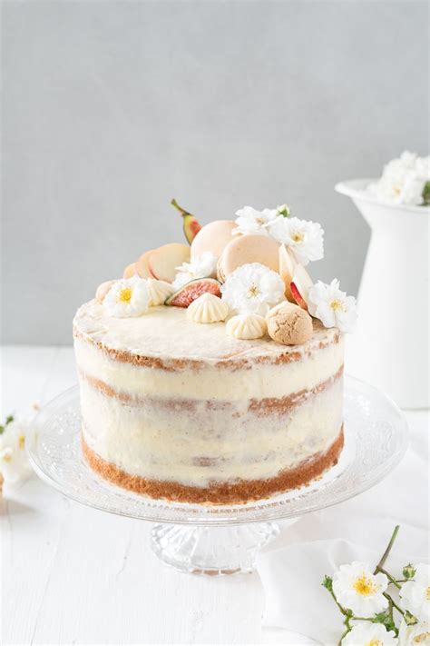 Pfirsich Naked Cake Rezept Mit Wiener Böden selbstgemachter Pfirsich