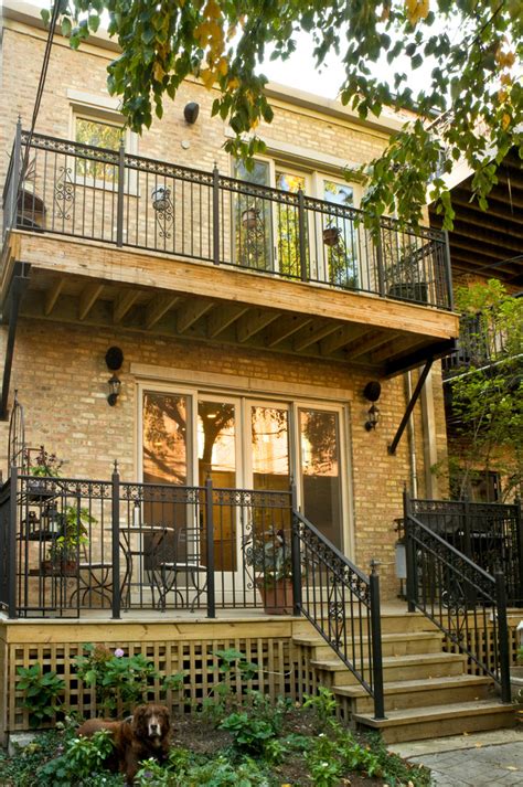 Rear yard deck and second floor balcony Classique Façade Chicago