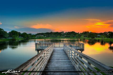 Sunset Over Lake At The Acreage In Loxahatchee Florida Hdr