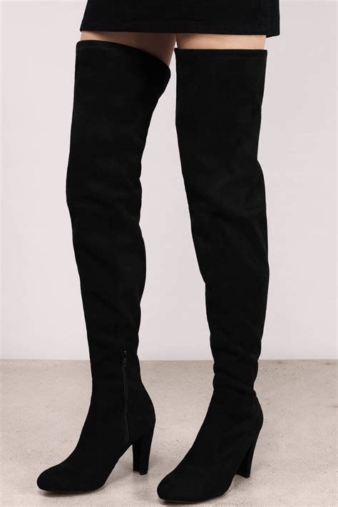 Amaya Suede Thigh High Boots In Black 90 Tobi Us