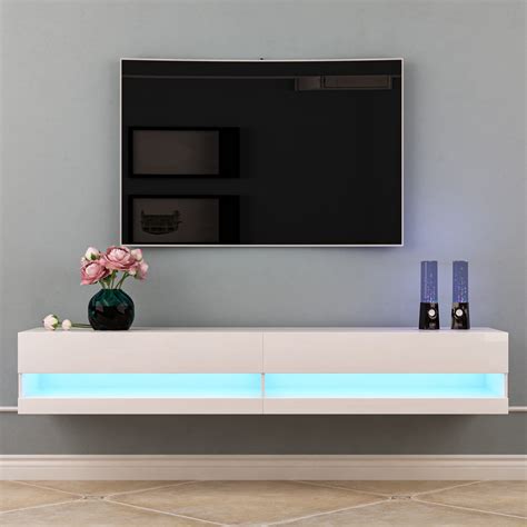 Buy WERSMTFloating LED TV Stand Wall Ed Entertainment Center For 65 70