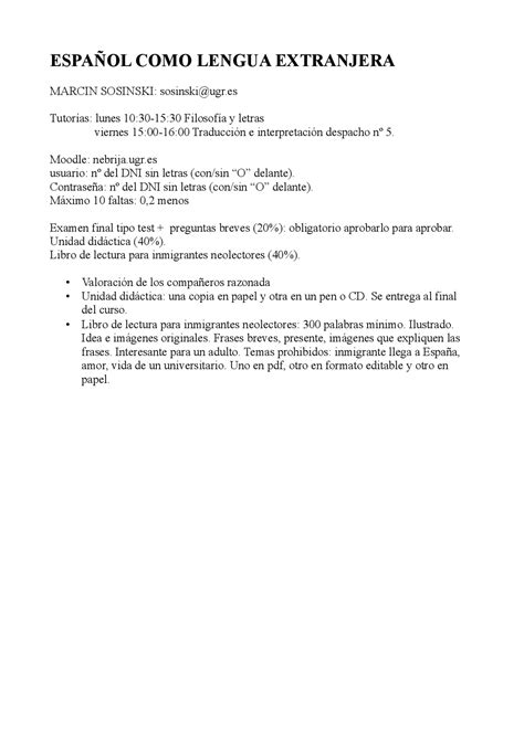 Apuntes Español Como Lengua Extenjera Apuntes De Filología Hispánica Docsity