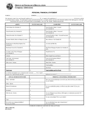 Fillable Online Personal Financial Statement Personal Financial