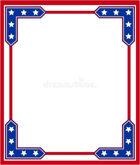 Stylized Patriotic American Border Frame Stock Vector Illustration