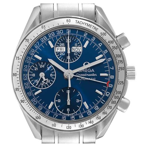 Omega Speedmaster Day Date Blue Dial Steel Mens Watch At Stdibs