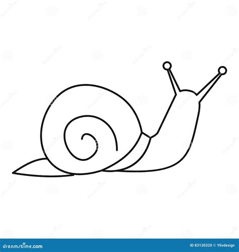 Snail Outline Illustration On White Background Slow Pace Concept