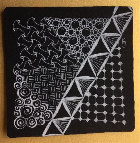 Zentangle black tile | Black tiles, Zentangle, Tiles