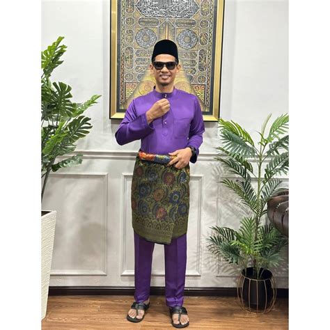 CODE TB21 BAJU MELAYU PESAK S XL BASIC PURPLE BAJU MELAYU CEKAK MUSANG