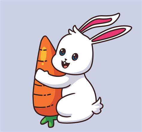 rabbit eating a carrot cartoon illustration 12618948 Vector Art at Vecteezy