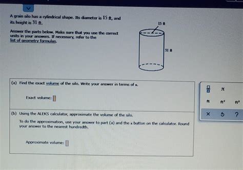 Solved A Grain Silo Has A Cylindrical Shape Its Diameter Is Chegg