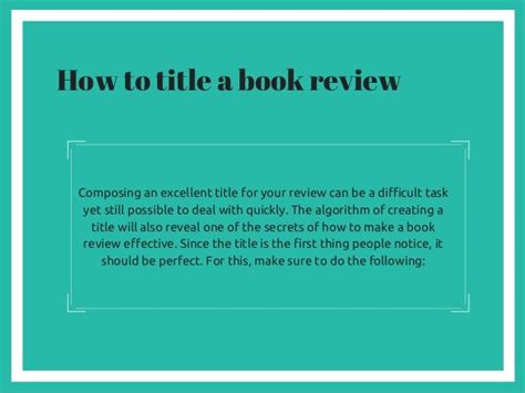 How To Structure Title Start And End A Book Review