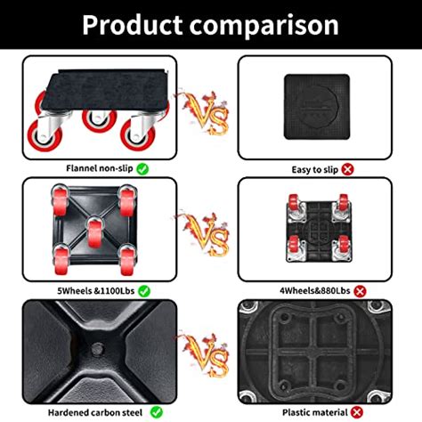 5 Wheel Furniture Dolly 1100lbs Moving Dollies With 5 Wheels 360