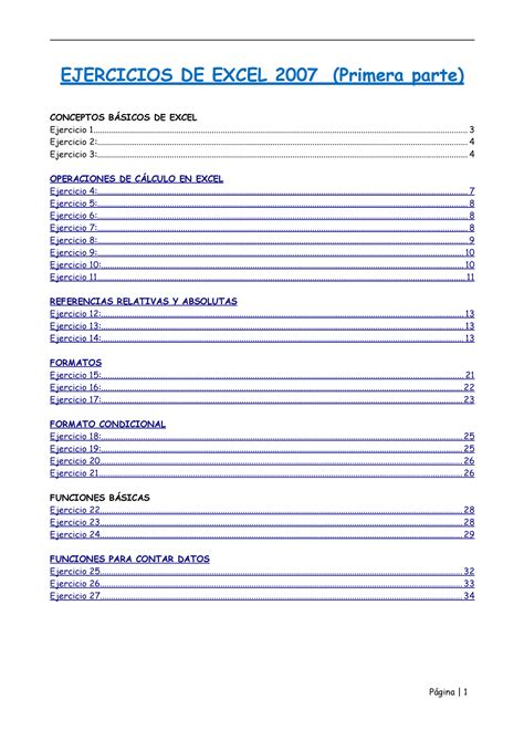 Manual Y Ejercicios Excel Primera Parte EJERCICIOS DE EXCEL 2007