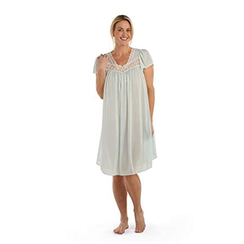 Buy Miss Elaine Silk Essence Nightgown Short Silky And Sheer Tricot Gown With Flutter Sleeves