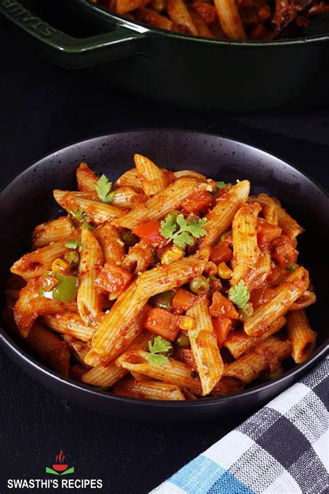 Masala Pasta Recipe (Indian Style Pasta) - Swasthi's Recipes