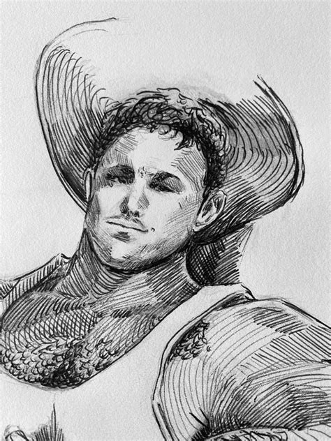 Male Nude Cowboy Queer Original Print Drawing Gay Erotic Art Etsy Canada