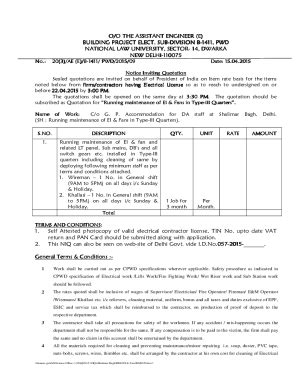 Fillable Online Delhigovt Nic O O The Assistant Engineer E Fax Email