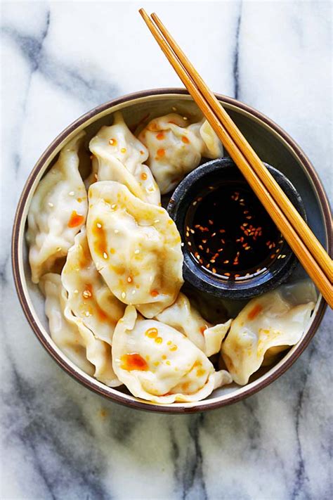 Easy Homemade Chinese Pork Shrimp And Napa Cabbage Dumplings In A Bowl