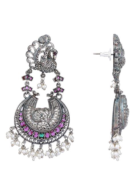 Buy Silver Look Alike Earrings Online Jtu Utsav Fashion