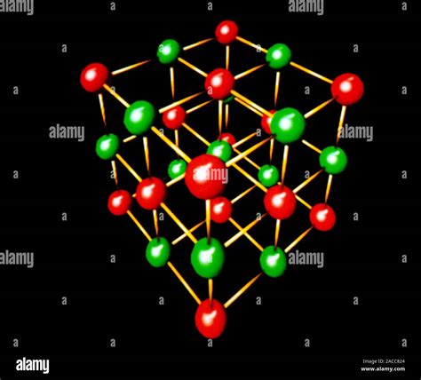 Model of the cubic crystal lattice of sodium chloride (pure common salt). The cubic crystal ...