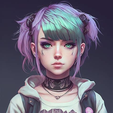 Artstation Pastel Goth Punk Girl 001