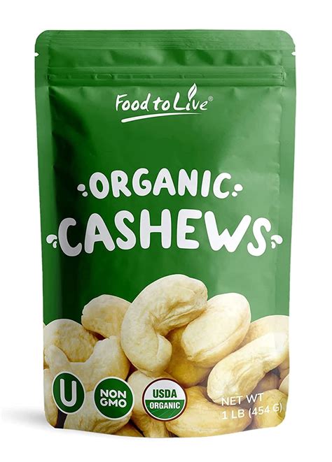 Amazon Food To Live Organic Dry Roasted Cashew Halves And Pieces