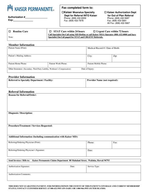 Kaiser Hipaa Form Fill Online Printable Fillable Blank Pdffiller