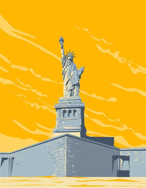 Statue Of Liberty On Liberty Island New York Usa Wpa Poster Art