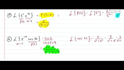 Part 3 6 First Shift Property Of Laplace Transform Multiplication With E T Youtube