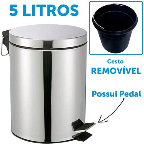 Lixeira Pedal A O Inox L Cesto De Lixo Inox Balde