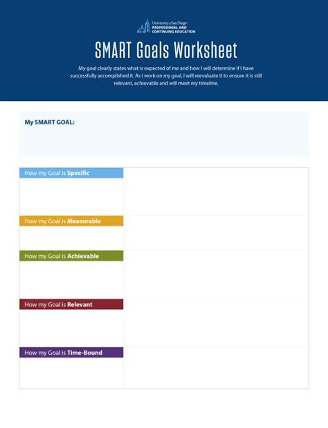 Smart Goals Template University Of San Diego Professional