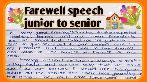 Farewell Speech For Junior To Senior L School Farewell Speech L