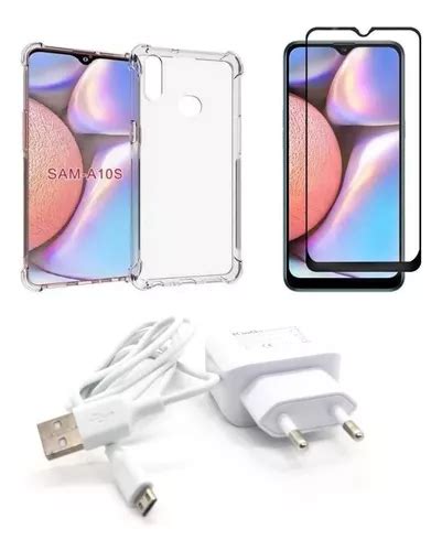 Kit De Funda Reforzada Para Galaxy A10s Película 3d Y Cargador