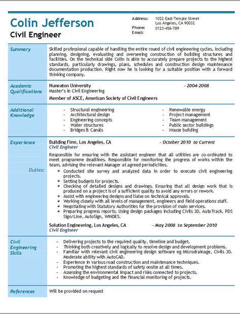 Civil Engineer Resume Examples