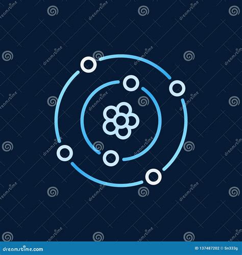 Atom With Nucleus And Electrons Colored Linear Vector Icon Stock Vector