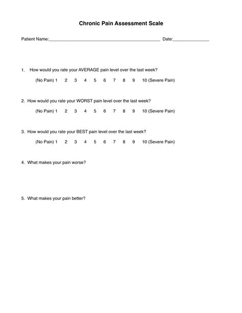 Chronic Pain Assessment Scale Download Printable Pdf Templateroller