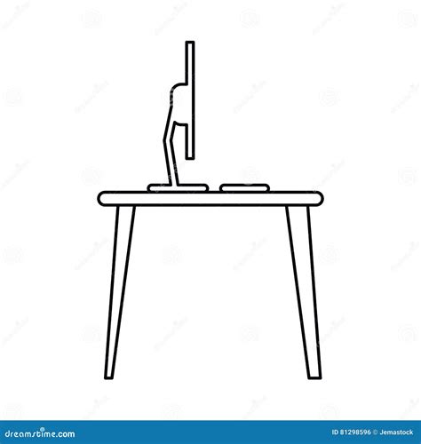Pictogram Laptop Desk Workplace Job Graphic Stock Vector Illustration